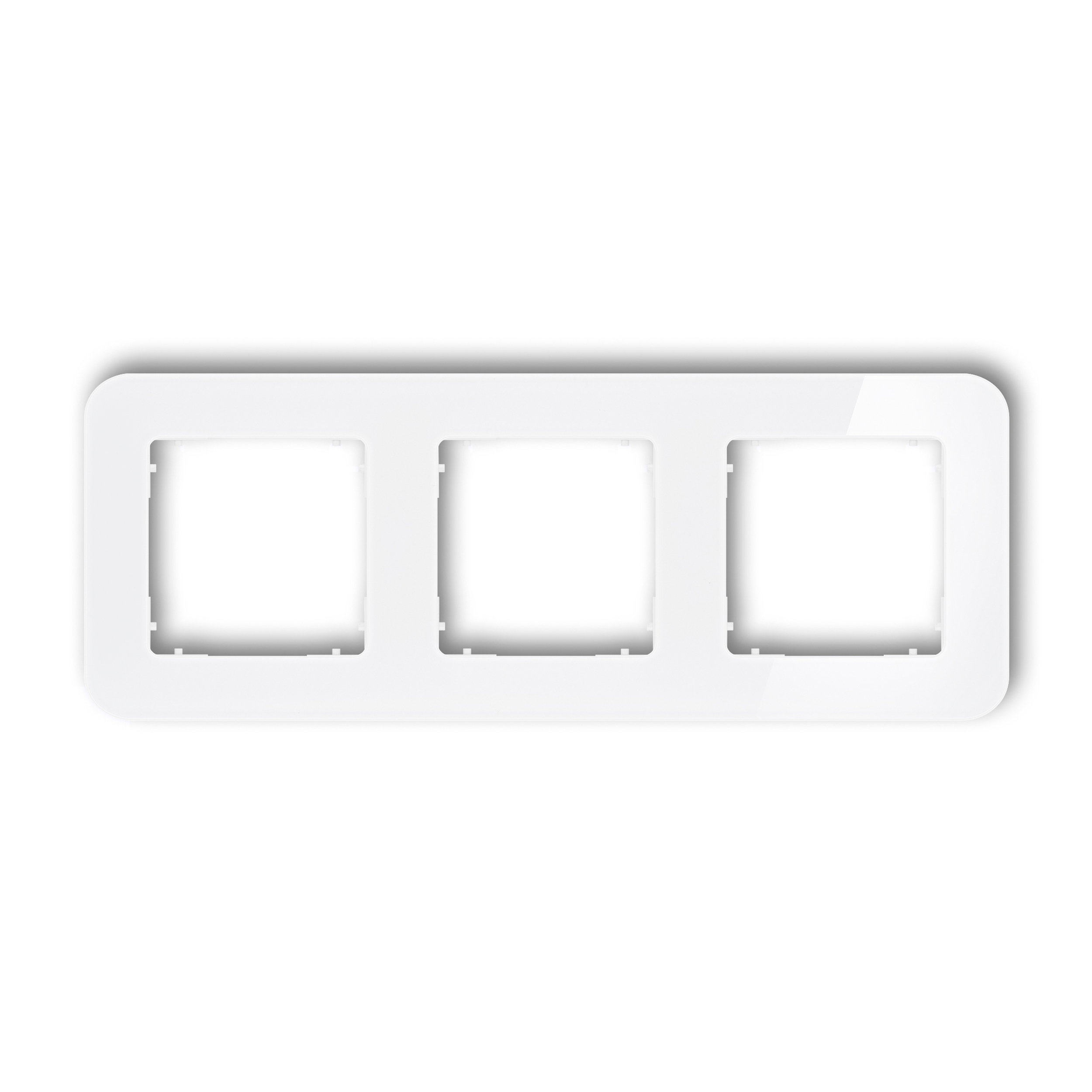 3-gang universal frame with rounded edges - glass effect