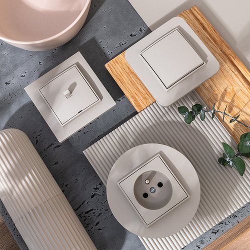 MINI w kolorze taupe Gniazdka i łaczniki w kolorze taupe